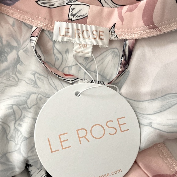 Le Rose Sz S/M Fringe Lace Trim Tie Front Floral Robe Pink Gray & Purple - Picture 7 of 8